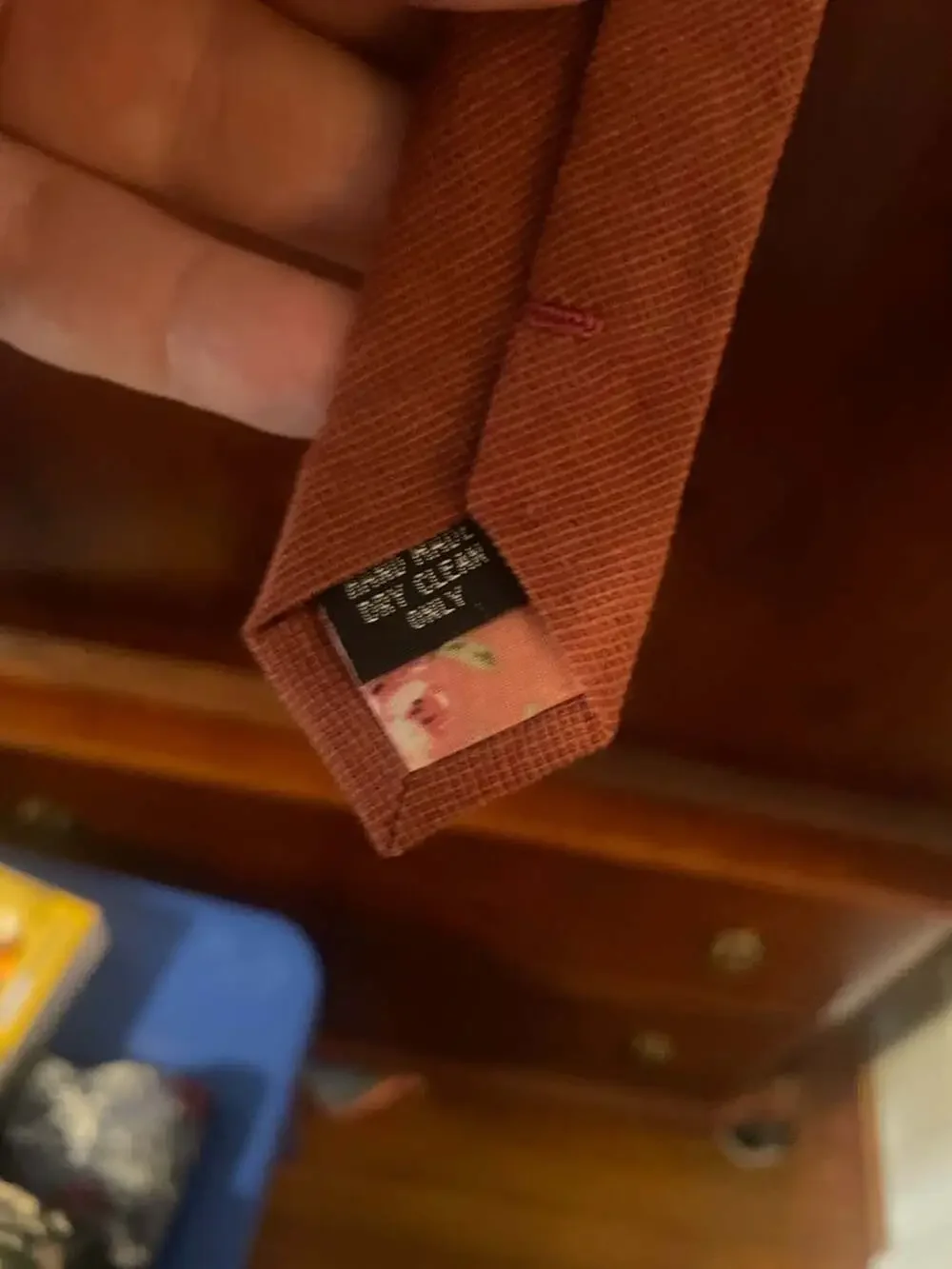 DAZI Cinnamon Rust Solid Skinny Tie with Floral Lining
